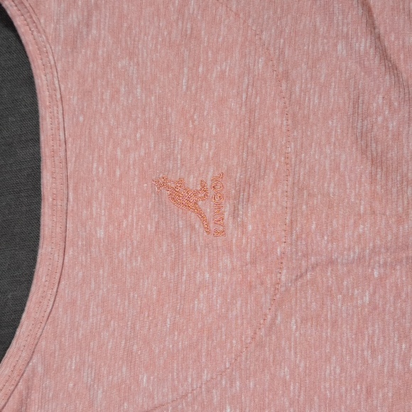 Kangol Salmon Pink White Four Button Rounded Neck Striped Tee VG XL - Picture 6 of 11